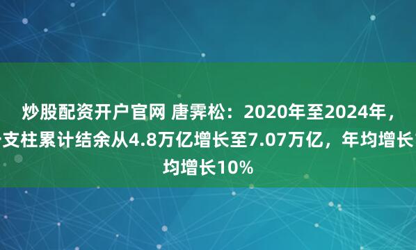 炒股配资开户官网 唐霁松：2020年至2024年，第一支柱累计结余从4.8万亿增长至7.07万亿，年均增长10%